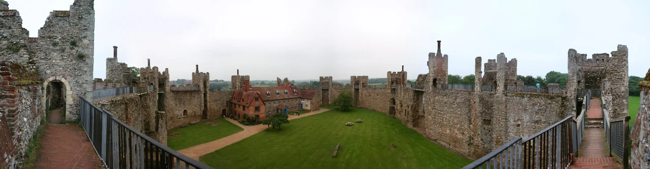 Panoramic photo of the inside of Framlingham Castle taken from the south wall.
