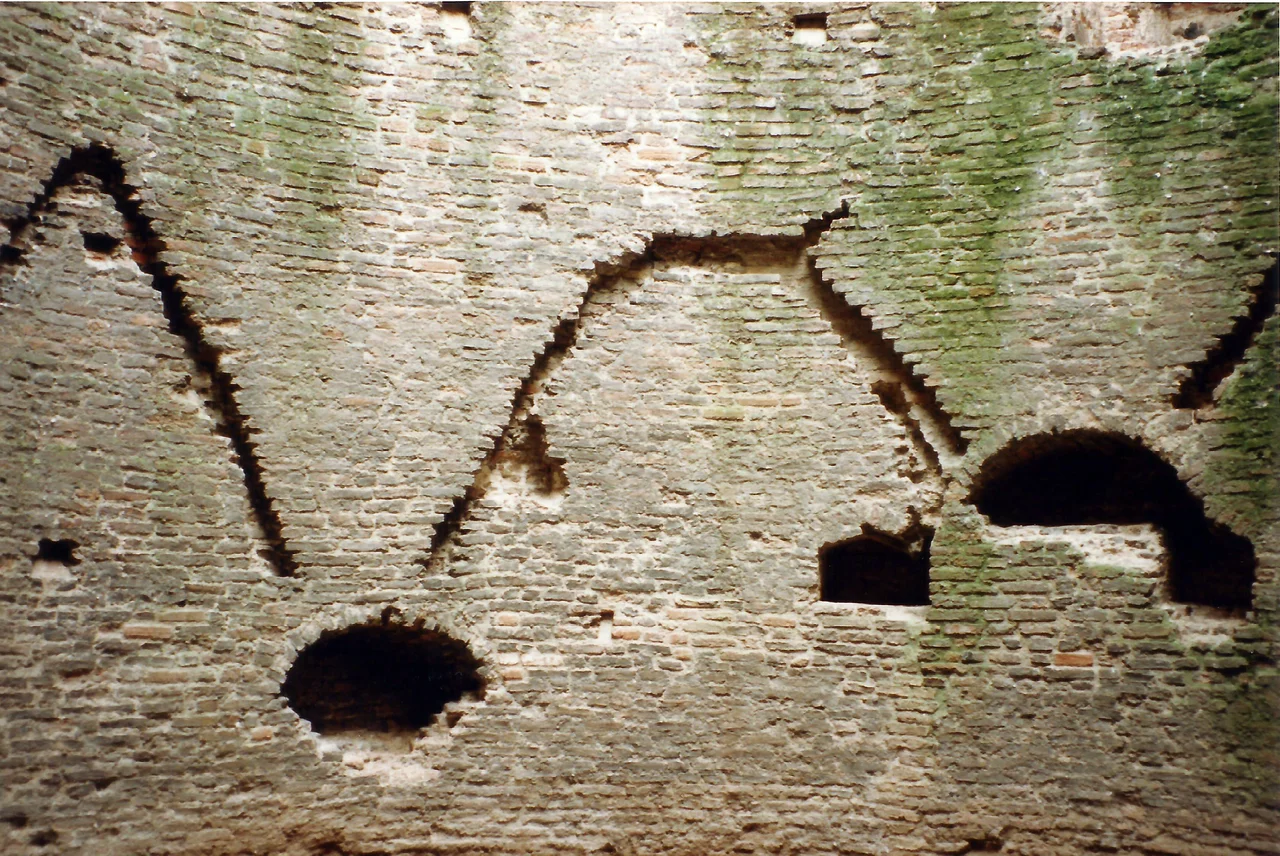 Interior wall of the Cow Tower, Norwich, showing ventilation channels