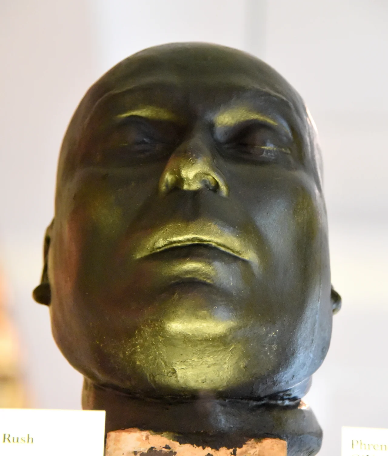 Death mask of James Bloomfield Rush. Paint on plaster, circa 1849 CE. The Wellcome Collection, London. An hour after "Killer in the Fog" James Bloomfield Rush was executed at Norwich Castle, his head was shaved and his death mask cast.