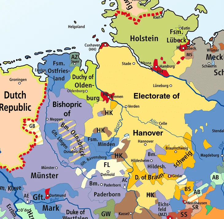 Electorate of Hanover just before the French Revolution in 1789