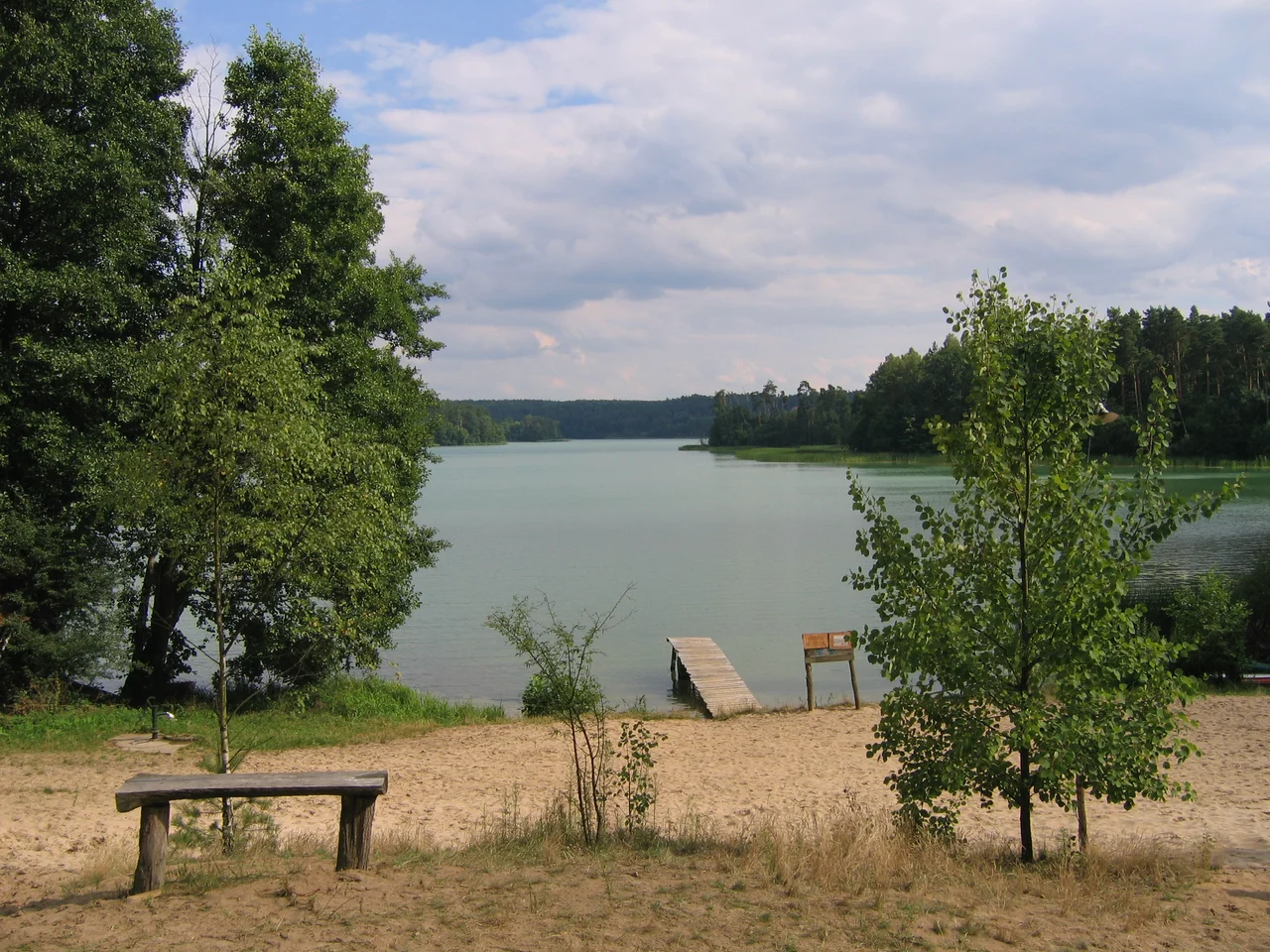 Beach on the Zbiczno lake, near town of Brodnica, Poland
