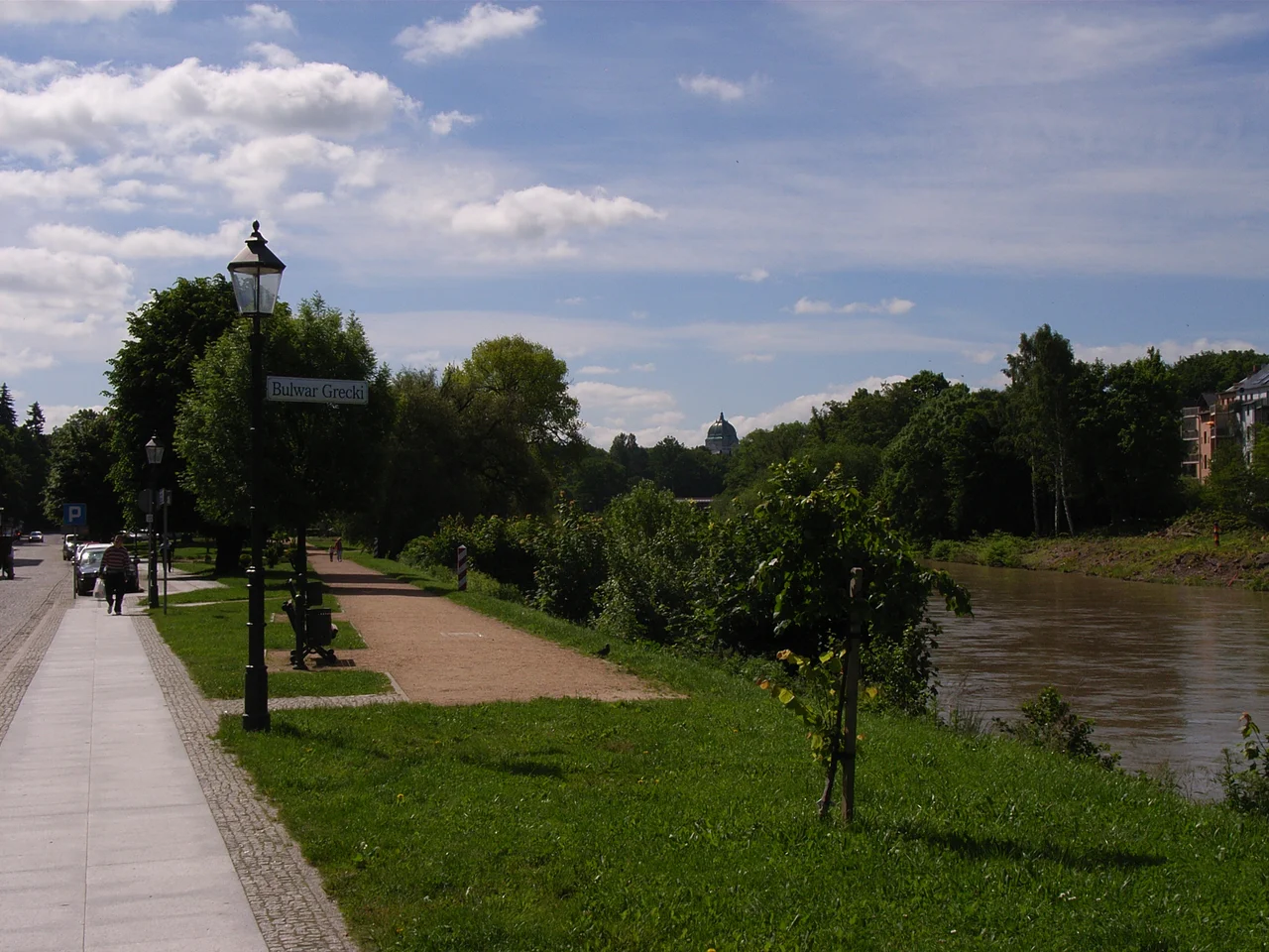 Greek boulevard at the river Neisse in Zgorzelec, Poland