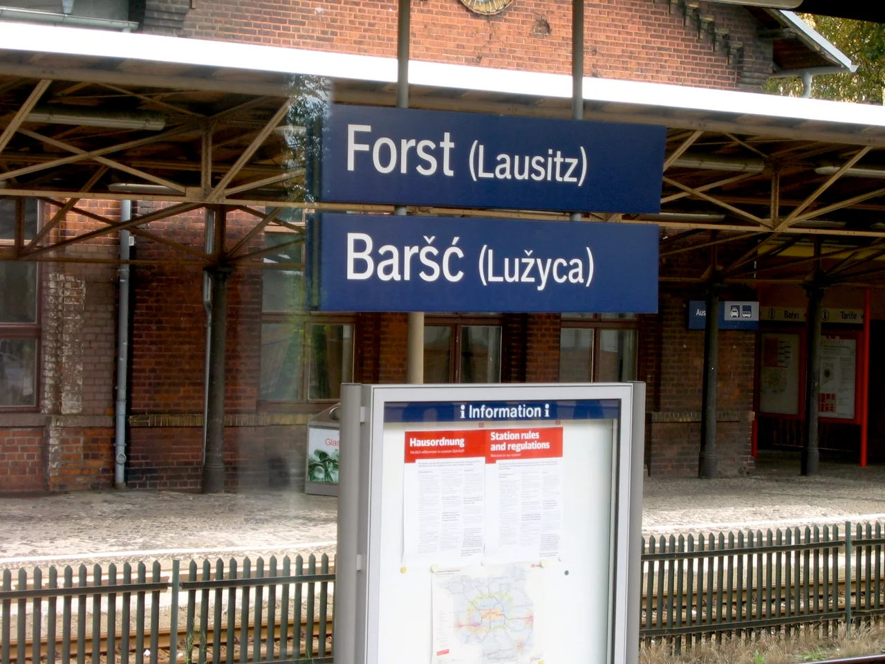 Train station at Baršć in Lusatia on the Polish border