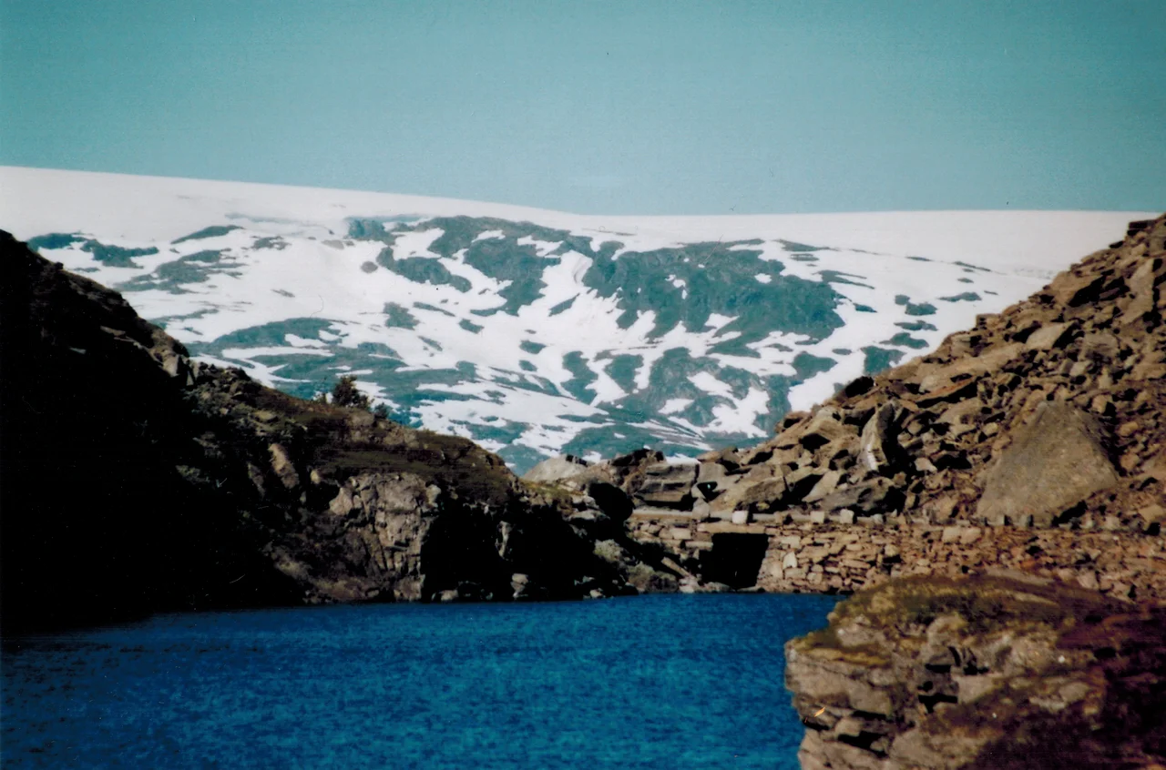 Folgefonna's ice front Bondhusbreen, Mount Fynderdalshorga & Bondhus Lake (foreground), Norway