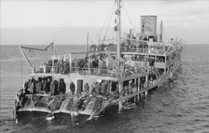 Soviet passenger ship Iosif Stalin, used for evacuation of troops from Hanko in November 1941, damaged by mine on 3 December 1941 and captured by the Germans