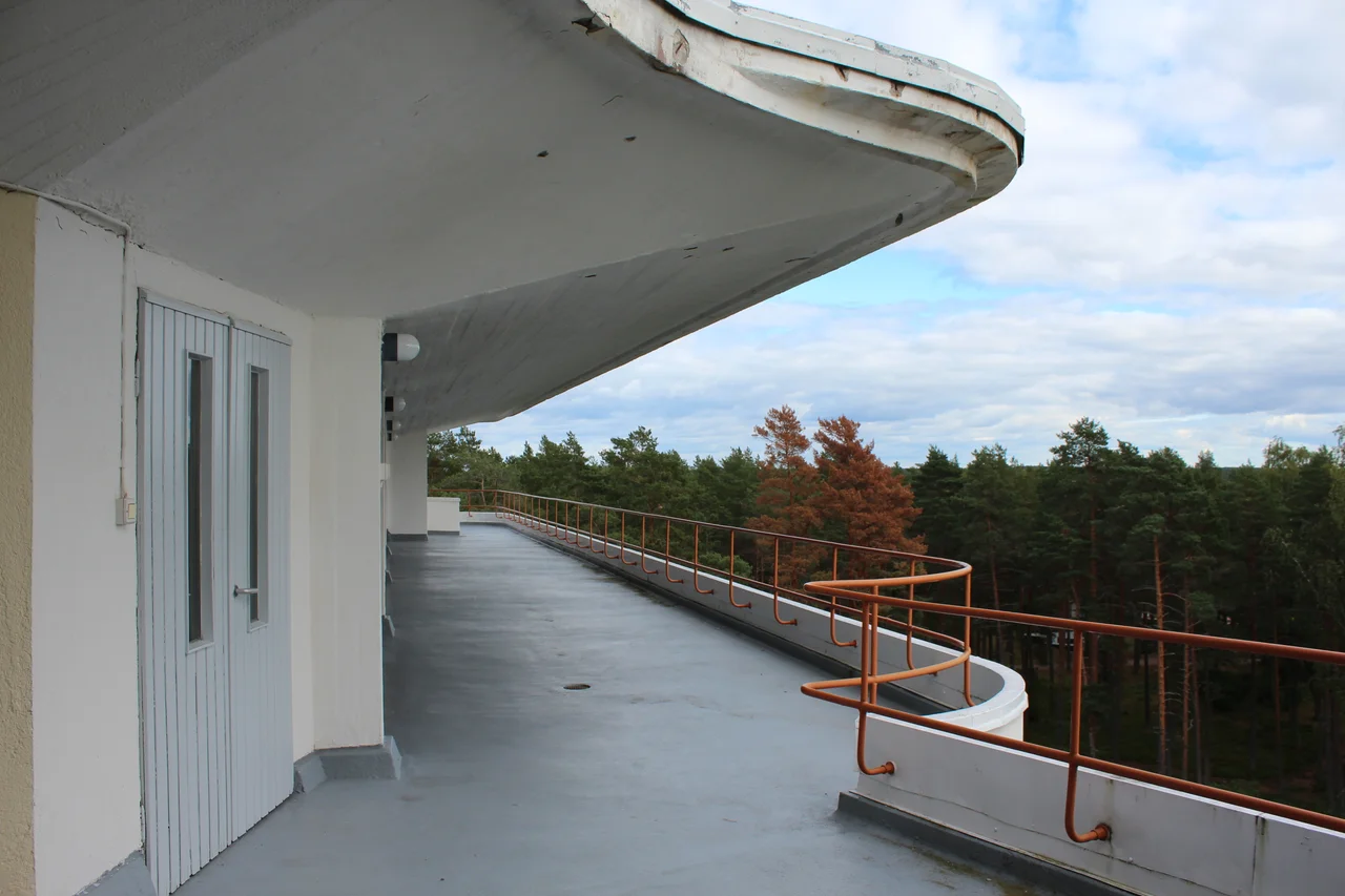 The terrace of the Paimio Sanatorium.