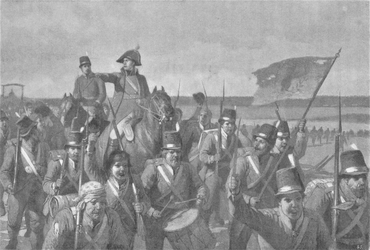 Georg Carl von Döbeln and his Björneborg Regiment at the Battle of Jutas (1808), during the Finnish War.
