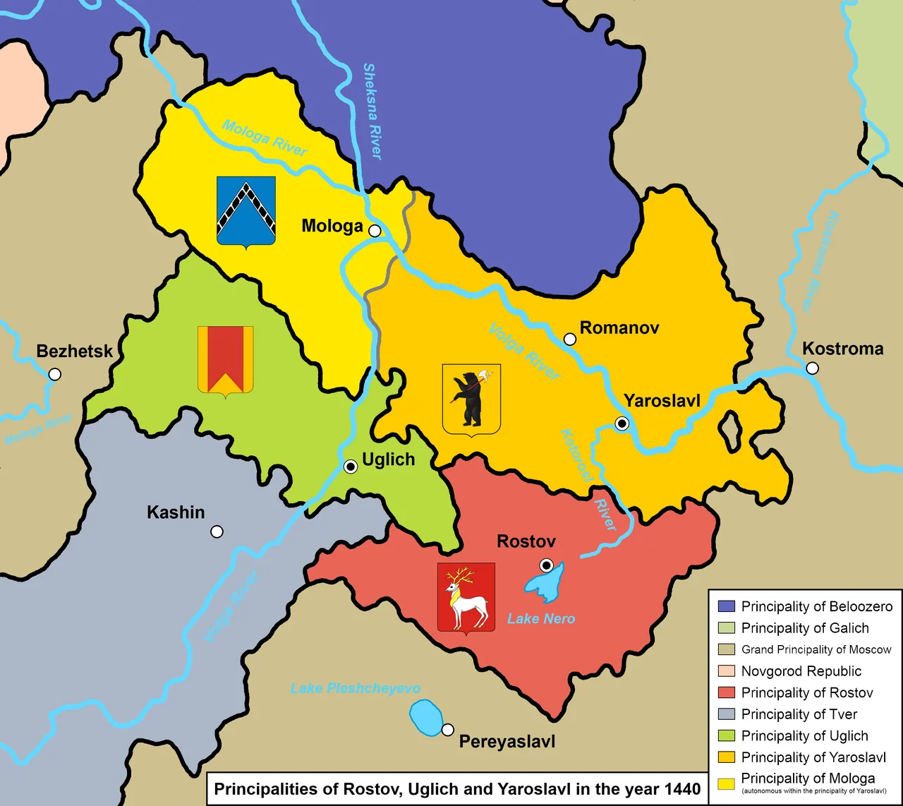 Principalities of Rostov, Uglich and Yaroslavl in the year 1440