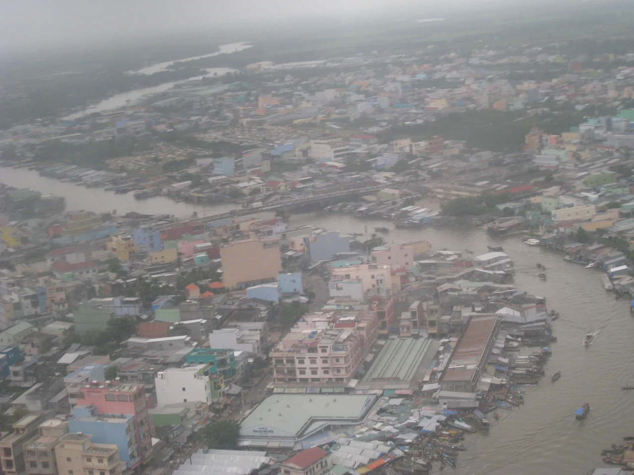 Aerial view of Ca Mau city central
