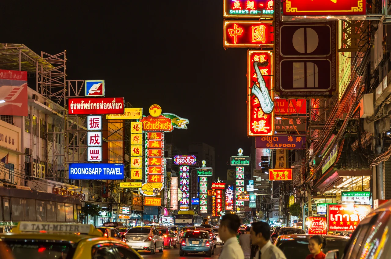 Yaowarat Road, the centre of Bangkok's Chinatown, at night