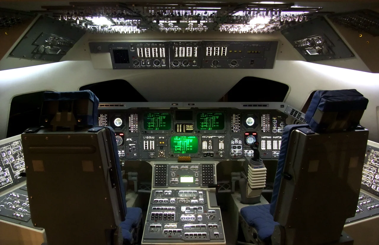 A mockup flight deck of a Space Shuttle at the Hong Kong Space Museum.