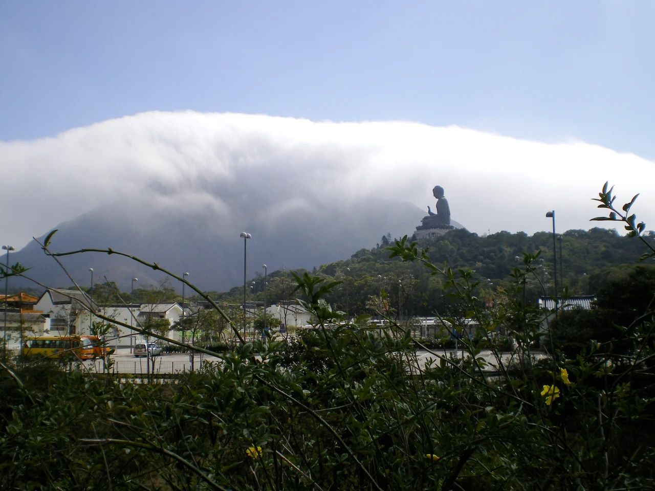 View of Tian Tan Buddha from near the Ngong Ping 360 station.