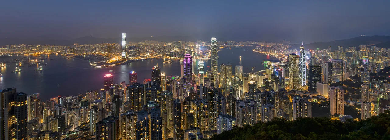hong kong kowloon night panorama 2013 lugard road victoria peak