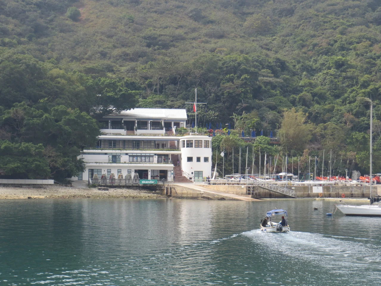 Royal Hong Kong Yacht Club clubhouse on Middle Island, near Deep Water Bay, Hong Kong
