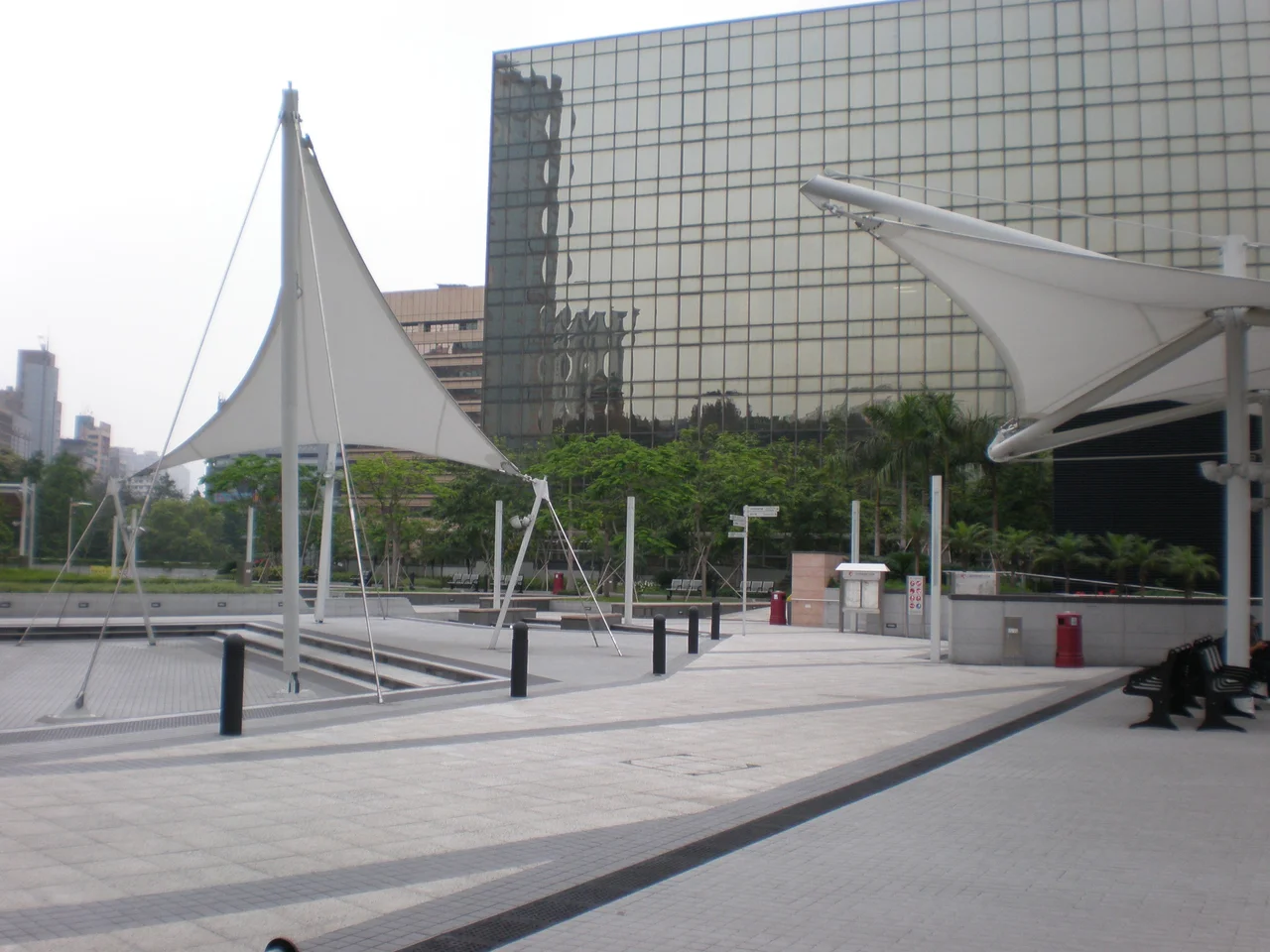 A section of the Tsim Sha Tsui East Waterfront Podium Garden in Kowloon, Hong Kong.