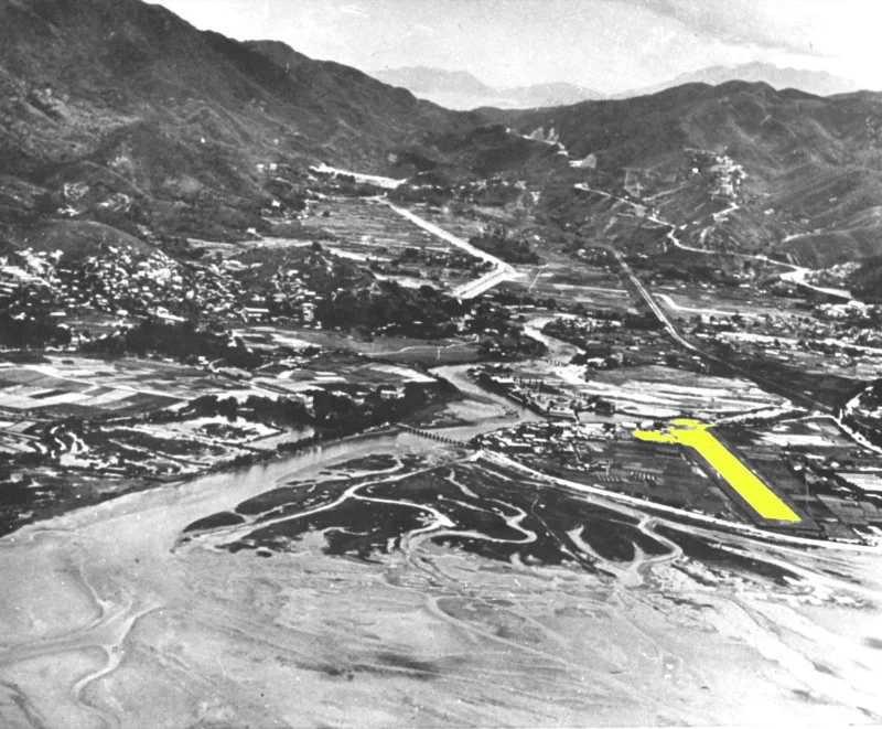 Runway, Sha Tin Airfield, Royal British Airforce, New Territories, Hong Kong. (1950-1970)