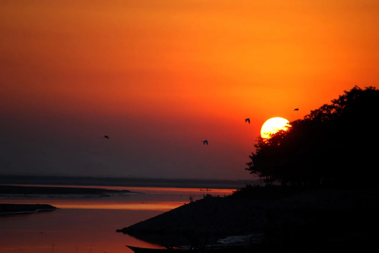 Sunset at Sualkuchi ( Bank of the Brahmaputra River)