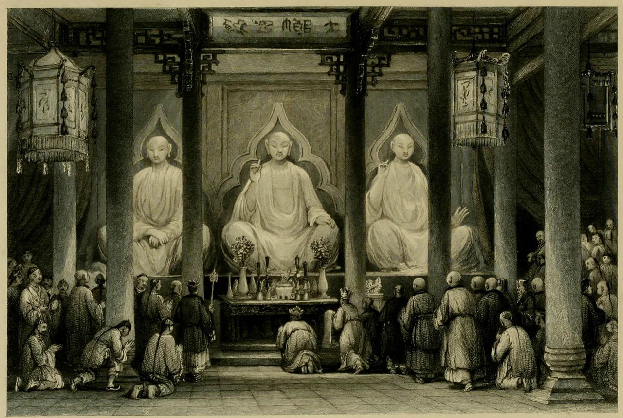 Great Temple at Honan, Canton. (Hoi Tong Monastery on Henan Island in Guangzhou, China)