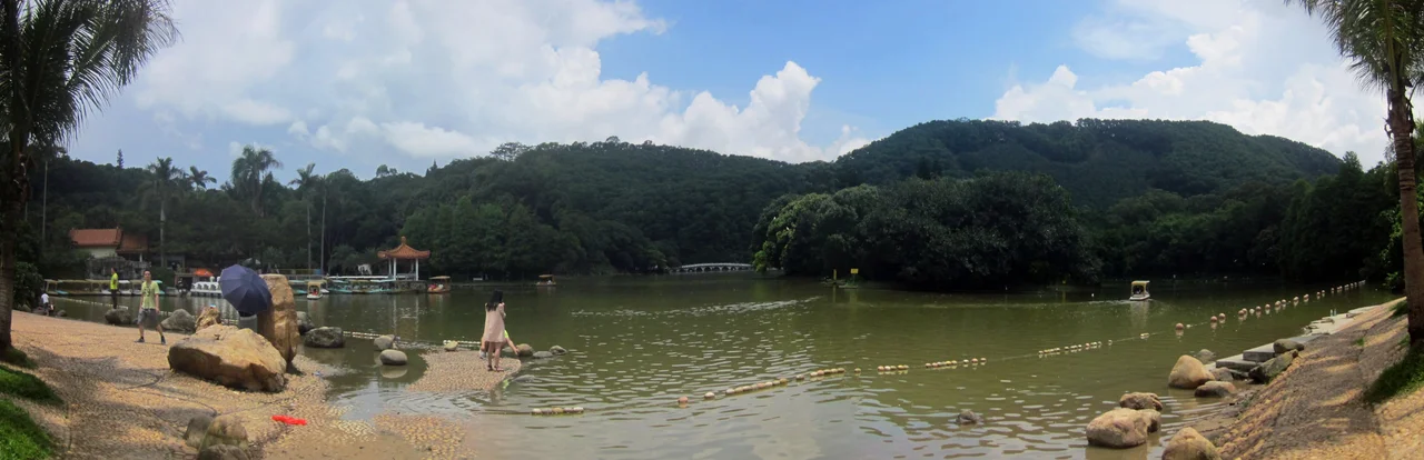 The Lake Xian (Xianhu) in Xianhu Botanic Garden, Luofu District of Shenzhen, Guangdong, China.
