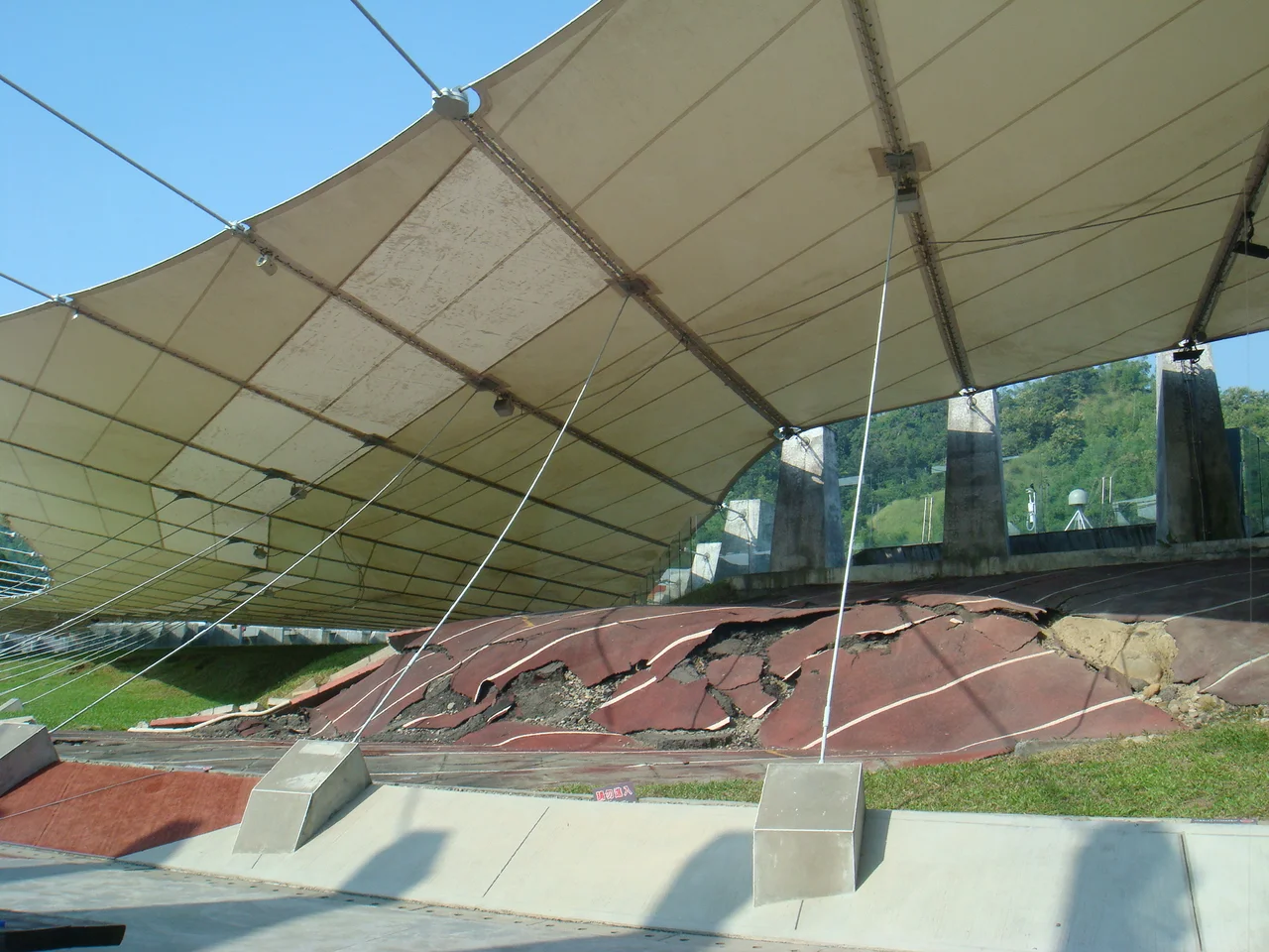 A destroyed playground in Natural Science's 921 Earthquake Museum of Taiwan. The playground was right on the Chelongpu fault.