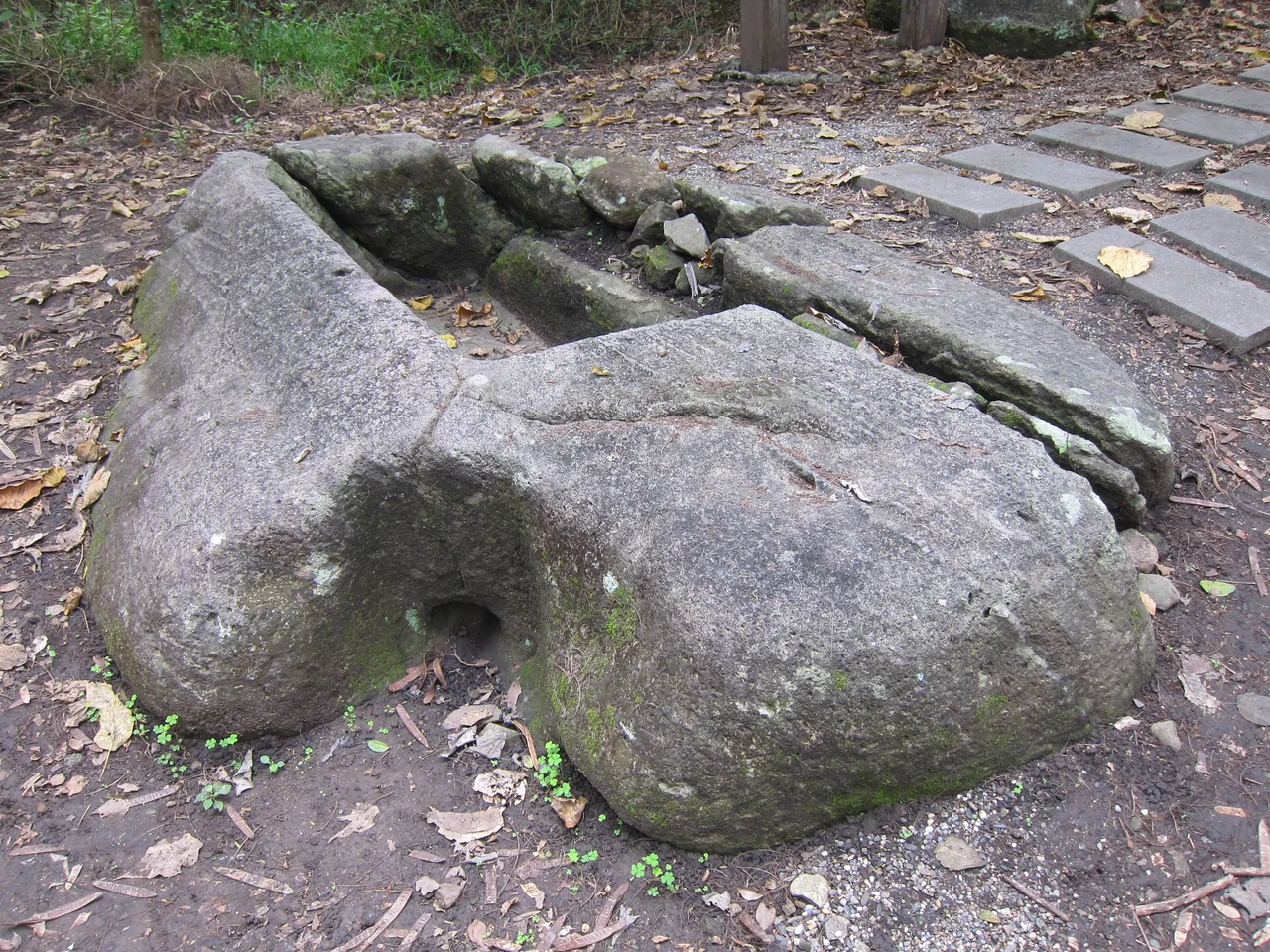 The stone sarcophagus found at the Dulan Site, Taitung, Taiwan.