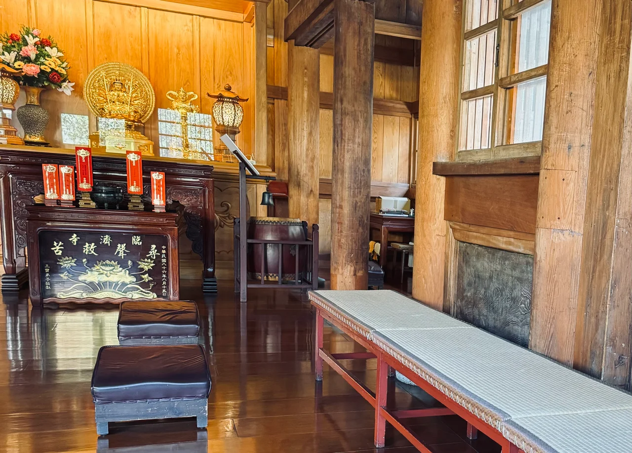 Interior of Mahavira Hall of Huguo Linchi Temple in Taipei