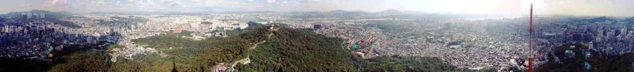 A panorama of Seoul from N Seoul Tower.